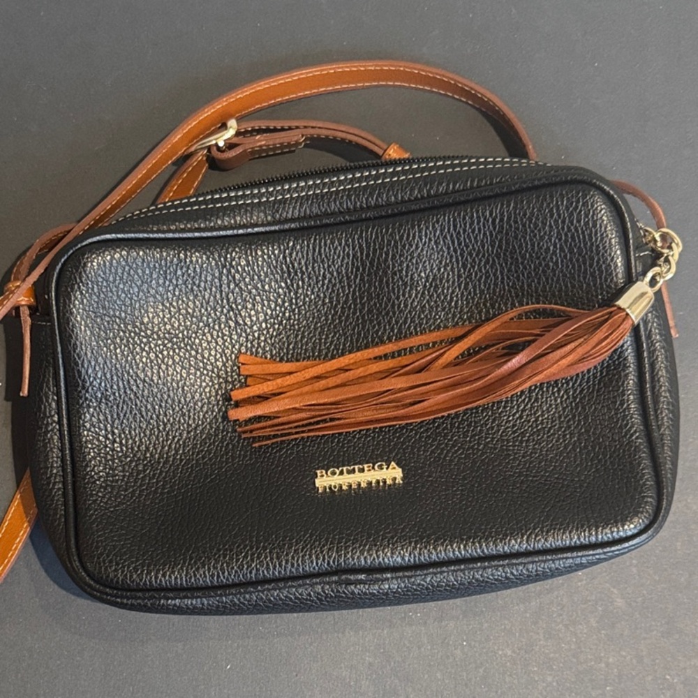 REAL Bottega Fiorentina Black and Brown Crossbody Bag